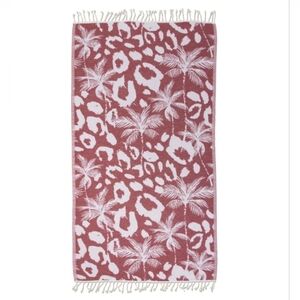 InfuseZen Organic Turkish Peshtemal Bath Towel Beach Throw Leopard Palm 36"×66"